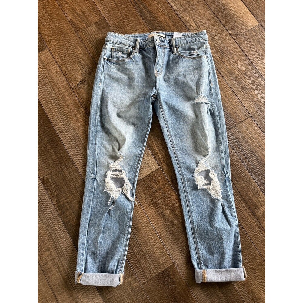 Eunina Frankie Mid Rise Girlfriend Jeans Sz. 3 Light Wash